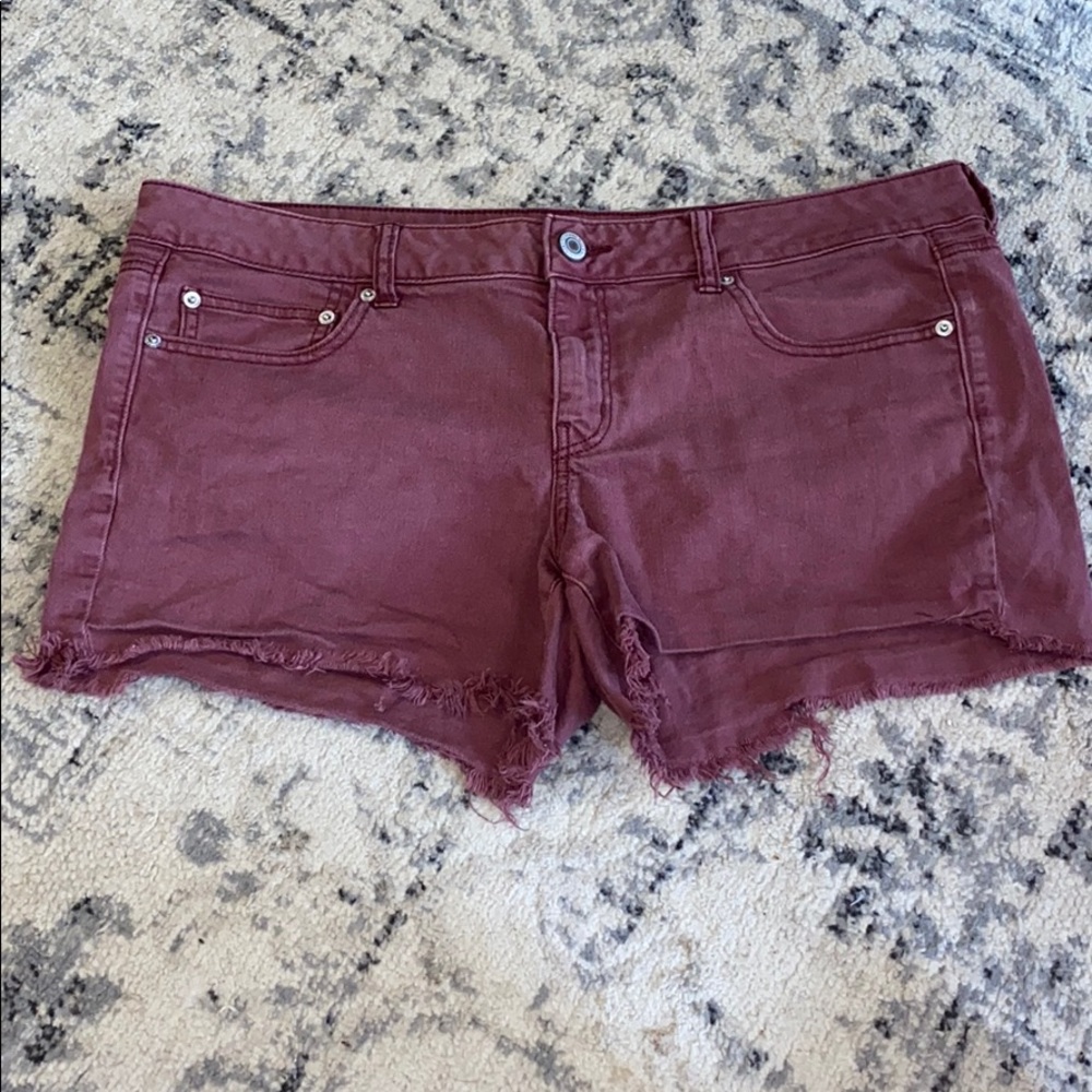 American Eagle Maroon denim shorts